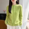 Nueva colección transfronteriza de otoño e invierno: Cárdigan suéter de ganchillo calado de cuello alto medio para mujer, corte holgado, adelgazante y versátil prenda exterior de punto