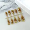10 Piezas Personalizadas de Uñas Rubor Codificadas, Piezas de Manicura Degradado Brillantes Sin UV, Uñas Terminadas de Color Usables