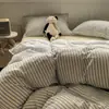 Juego de cuatro piezas de algodón lavado con bloqueo de color dopamina clase A para dormitorio estudiantil, juego de tres piezas, funda de edredón individual para cuatro estaciones, ropa de cama