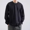 Camiseta de algodão Jingtao de manga comprida masculina cor sólida solta suéter de primavera e outono gola redonda camiseta de baixo de alta qualidade masculina