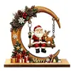 Nuevo producto transfronterizo: Adornos navideños de madera con forma de media luna, decoraciones de columpio de Papá Noel, decoraciones festivas, regalos de mesa navideños