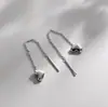 Pendientes de borla en forma de corazón de plata de ley s925, elegantes pendientes de cadena, elegantes pendientes largos pequeños.