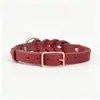 Productos de comercio exterior personalizados del fabricante original: Collares florales de cuero de vaca de capa superior tejidos a mano para mascotas, collares de cuero genuino, 100 piezas OEM