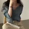 Camisa Social Feminina de Manga Longa com Textura Amassada, Corte Solto e Proteção Solar - Série de Cores Sorvete, Estilo Ins Coreano, Lançamento Verão 2026