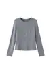 Top Base Camada Manga Longa Redondo Lã de Cordeiro tipo Bambu Escovado Feminino 2026 Outono Inverno Novo Fofo Justo Versátil Casual T