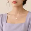 Collar de cadena de clavícula elegante y simple de estilo japonés y coreano, collar que combina con todo, regalo para pareja, collar de perlas de amor para niña dulce