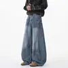 Jeans de corte curvo deconstruido estilo high street americano para hombre y mujer, marca de moda de invierno, fluidos, lavados, desgastados, pantalones de pierna ancha hasta el suelo