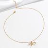 Colar Feminino, Elegante da Moda, Design Transfronteiriço com Diamantes Completos, Colar Elegante com Laço de Celebridade da Internet, Corrente Simples e Moderna para a Clavícula