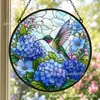 Venta Directa de Fábrica de Adornos de Jardín de Colibrí en Vidrio de Color, Colgantes Redondos Translúcidos para Ventana, Decoración Transfronteriza