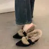 Sapatos de Algodão Birkenstock Plush Aumentadores de Altura Interna para Mulheres, Sapatos Peludos de Salto Alto para Exterior Outono e Inverno, Mocassins Quentes, Sapatos Simples de Pelúcia