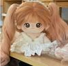 Peruca de boneca de algodão de 20cm rabo de cavalo cabelo longo rabo de cavalo duplo cabelo cacheado boneca figura presilha de garra em estoque