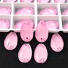 Pedrería de Vidrio Cosida a Mano, Pedrería Plana de Doble Agujero Color Rosa Neón Claro, Gotas de Agua Satélite Accesorios de Decoración DIY para Ropa