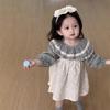 Ropa de Otoño para Bebé 2026 Estilo Coreano Ropa Infantil Conjunto de Falda con Tirantes y Camisa de Muñeca con Cuello a Cuadros para Niñas Conjunto de Otoño para Niños