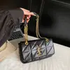 Bolso Acolchado con Cadena Estilo Chanel, Bolso de Hombro Elegante y Versátil, Bolso Pequeño Cuadrado Cruzado, Bolso con Solapa Ysl de Lujo Ligero
