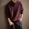 Sudadera pullover de punto gofre de alta gama con cuello Henley, peso pesado para hombre, colección otoño/invierno 2026, estilo holgado y casual