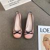 Zapatos Dulces Boca Baja Slip-on Zapatos Mary Jane Otoño 2024 Nuevo Estilo Francés plateado Puntera Redonda Elegante Lazo