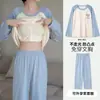 Novo conjunto de calça comprida e blusa de manga comprida para primavera e outono com bojo, cor sólida, doce, folgado, plus size, simples, para usar em casa
