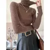 SINAN Suéter de punto de cuello alto liso elegante y minimalista, nueva colección otoño/invierno 2026, capa base elástica de corte ajustado, SN0647