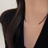 Prata de Lei s925 Ônix Preto Colar Prata Quebrada Feminino Prata Quebrada Vários Par Duplo Pulseira Brilhante Corrente de Clavícula com Contas