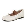 7225 Huidong Yixinda Bico Raso Solado Macio Couro de Ovelha Flats Casco de Porco Bico Dividido Sapatos Individuais para Mulheres, Sapatos de Verão para Combinar com Saias