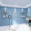 Papel de parede 3D para sala de estar infantil simples quente azul fofo papel de parede para sala de atividades infantis parede de fundo de loja para mães e bebês