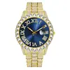 Reloj de Negocios de Venta Caliente de Comercio Exterior con Esfera Grande, Lleno de Diamantes Brillantes, Correa de Acero y Calendario, Reloj de Cuarzo