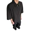 Camisa Masculina de Manga Curta com Textura Listrada 2025 Verão Novo Estilo High-End Fresca Moderna Solta Meia Manga Moda