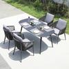 Mesas y Sillas Nórdicas para Exteriores para Patio, Villa, Jardín, Balcón, Juego de Mesa y Sillas de Ratán con Estructura de Aluminio para Exteriores, Silla de Ratán para Ocio al Aire Libre