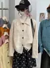 KEKEZOON Suéter Retro con Solapa Hueca para Mujer 2026 Otoño Invierno Estilo Perezoso Manga Larga Cardigan de Punto Ropa Exterior 9297