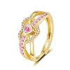 Transfronteiriço Novo Rosa Amor Zircon Anel Moda Feminina Tendência Simples All-match High-end Jóias Femininas