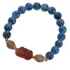 Pulseira de Ágata Coração de Açúcar Azul Cristal Natural Estilo Étnico Cristal Morango Pixiu com Contas como Presente para Colegas e Melhores Amigas