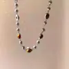 Collar de Ojo de Gato de Lujo Ligero de Gama Alta para Mujer, Nueva Cadena de Cuello de Perlas Retro, Accesorios, Cadena para Clavícula, Venta al por Mayor