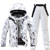 Novo traje de esqui masculino e feminino, conjunto de calças de snowboard duplas, estilo coreano, quente e espesso