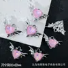 Colgante Simple de Corazón con Alas Incrustadas Encanto de Corazón Diabólico Pulsera de Cuentas DIY Collar Accesorios de Joyería de Aleación