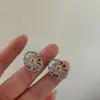 Conjunto de Brincos Colar Anel Pingente Flor Oval Zircônia Agulha de Prata Corrente de Clavícula Versátil Joias de Luxo Leve de Alta Qualidade