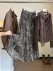 Falda retro con estampado de flor de anacardo para mujer, nuevo estilo otoño 2026, cintura elástica, plisada, que cubre la cadera, línea A, fluida, falda de dobladillo ancho