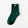 Calcetines para Mujer ins de Moda Tobilleros de Boca Baja Invisibles Oso Lindo Estilo Japonés Color Sólido Algodón Calcetines de Longitud Media Calcetines Cortos Finos para Mujer