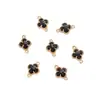 Cobre Relleno de Oro de 18K Cristal Circonita Borde Trébol de Cuatro Hojas Doble Colgante Accesorios Colgante Hecho a Mano DIY Accesorios para Joyería Venta al por Mayor