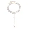 Colar Cruzado Barroco com Pérolas Imitação Irregulares Corrente para Clavícula Moda de Luxo Leve Toque de Alto Padrão Acessório de Colar Simples para Mulheres