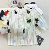 Pijama Nuevo Estilo Verano Dibujos Animados Lindos para Mujer, Pantalones Cortos de Manga Corta, Ropa de Casa, Casual, Dulce y Holgado Conjunto de Dos Piezas