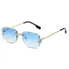 Nuevas Gafas de Sol Irregulares de Borde Cortado Sin Marco de Gama Alta Gafas de Sol de Moda Transfronterizas Gafas de Sol de Moda para Mujer