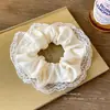 Scrunchie com estampa de renda, elástico de cabelo elegante, acessório de cabelo artístico, flor de cabelo vazada, ornamento de cabelo feminino em rede