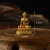 Estatua de Buda Mini Portátil Dorada de Latón 3cm Adorno Sakyamuni Dios Amarillo de la Riqueza Manjusri Guanyin de Cuatro Brazos Exquisita