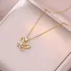 Collar para Mujer, Estilo Influencer Transfronterizo Flor de Girasol Circonita Giratorio Conjunto de Tres Piezas Decoración Collar de Acero de Titanio