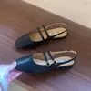 Zapatos de tacón bajo estilo francés para la noche con estilo delicado, Zapatos Mary Jane de punta redonda con talón abierto, Bailarinas de charol para el trabajo para mujer