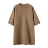 Vestido de Punto para Mujer Otoño e Invierno 100% Cachemira Pura Cuello Redondo Longitud Media Estilo Japonés Suéter de Punto Hasta la Rodilla Talla Única