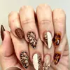 Unhas usáveis 3D tridimensionais mais vendidas internacionalmente com designs florais, de bolinhas e com contas douradas, peças de unhas postiças removíveis em formato de amêndoa atacado