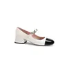 Versión de Piel de Vaca 2026 Zapatos Planos Mary Jane de Perlas Estilo Chanel con Tacón Grueso y Aumento Oculto de Altura, Cómodos y Versátiles para Mujer