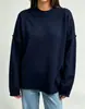 Novo suéter de malha folgado plus size russo europeu e americano para comércio exterior de mulheres, outono e inverno novo estilo casual preguiçoso tricô