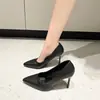 Zapatos de mujer en tallas 34-43, talla grande, talla 41, para pies anchos, con tacón esbelto, punta fina, tacones altos, estilo coreano, colección de primavera a la moda, zapatos de vestir bajos, talla 42